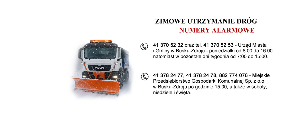Zimowe utrzymanie dróg - telefony alarmowe Zimowe utrzymanie dróg - telefony alarmowe