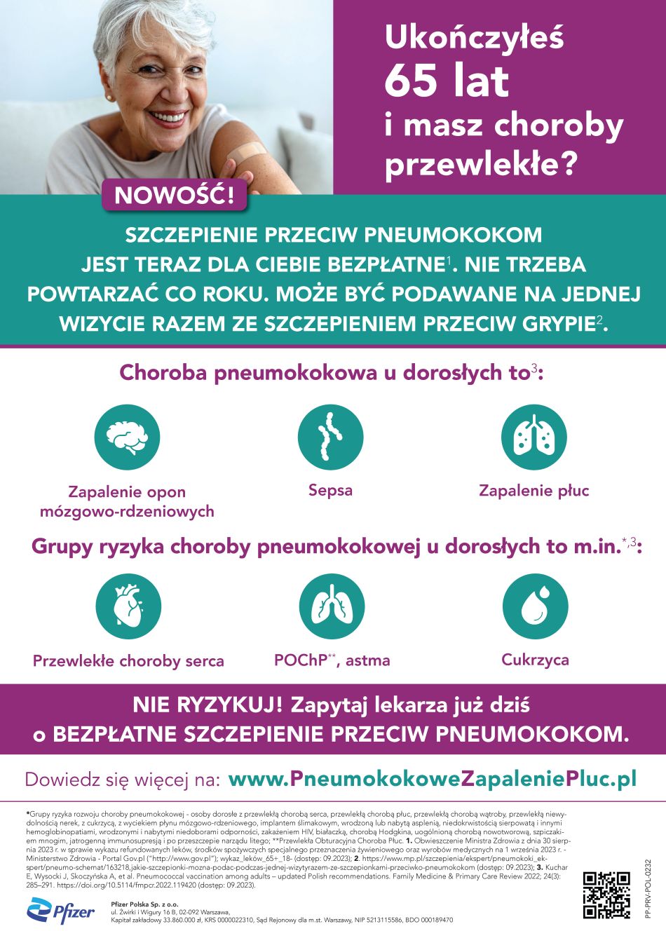 Bezpłatne szczepienia przeciwko pneumokokom dla osób 65+