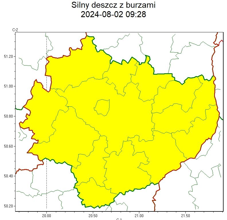 Ostrzeżenia IMGW: Silny deszcz z burzami/1